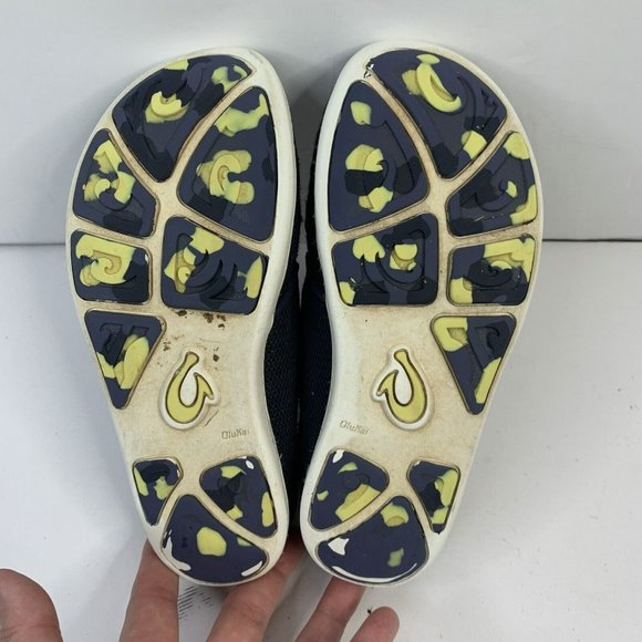 Olukai Nohea Mesh Casual Slip On Loafer Navy Green Logo Shoe Youth Boy Size 1 B1 - Picture 12 of 12